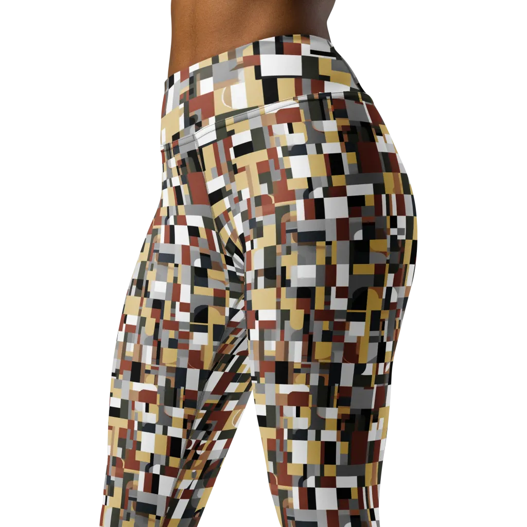 Ochre Circuit on Yoga Leggings — Left Front
