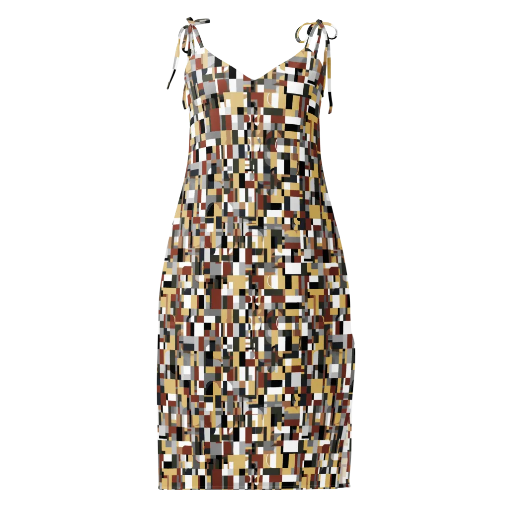 Ochre Circuit on Slip Dress — Front