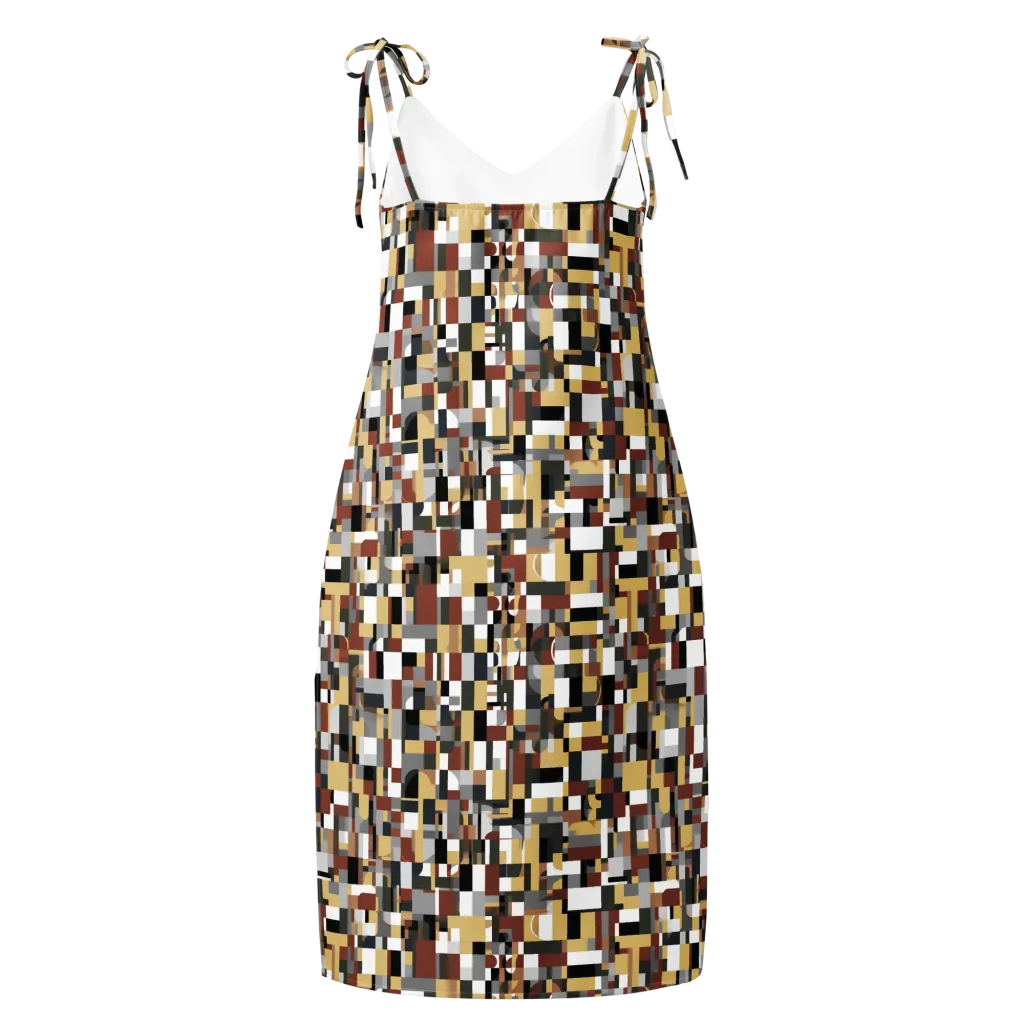 Ochre Circuit on Slip Dress — Back
