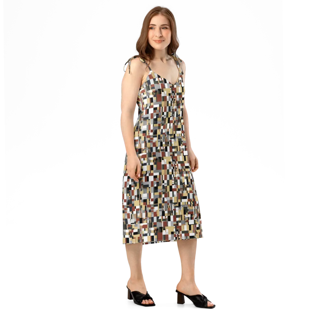 Ochre Circuit on Slip Dress — Right Front