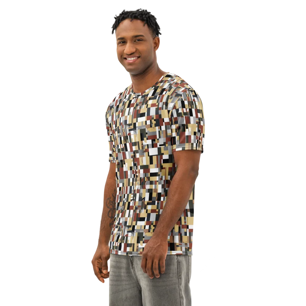 Ochre Circuit on Men's Cotton Crew Neck T-Shirt — Left Front