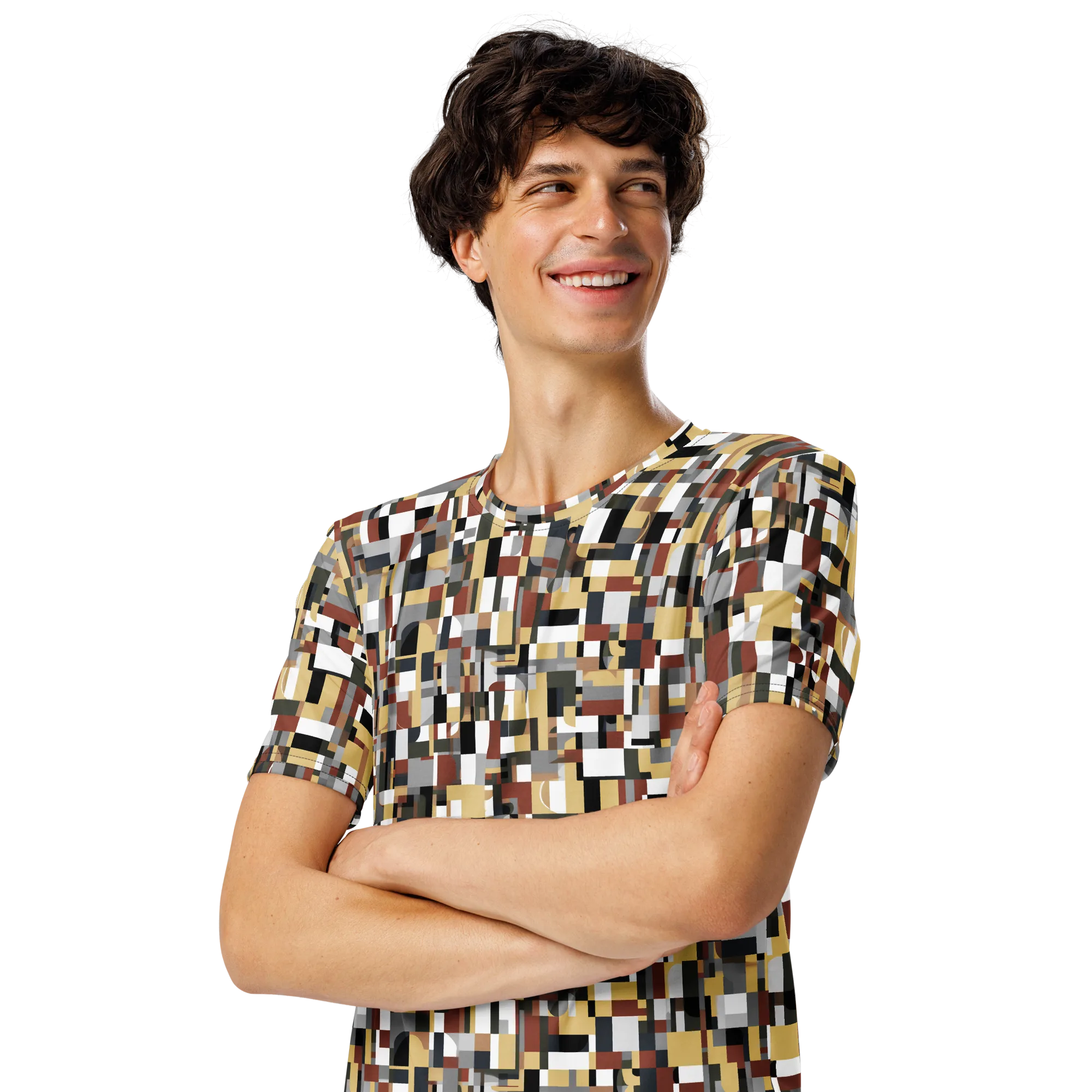 Ochre Circuit on Men's Crew Neck T-Shirt — Left Front