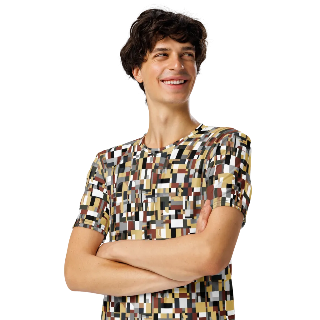 Ochre Circuit on Men's Crew Neck T-Shirt — Left Front