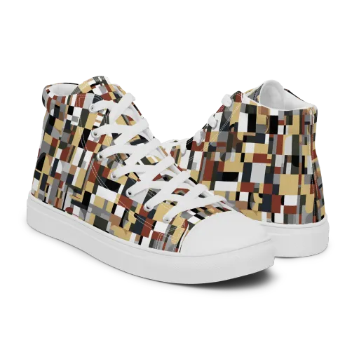 Ochre Circuit on a Men's High Top Canvas Shoes