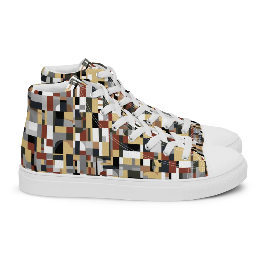 Ochre Circuit on Women's High Top Canvas Shoes — Right