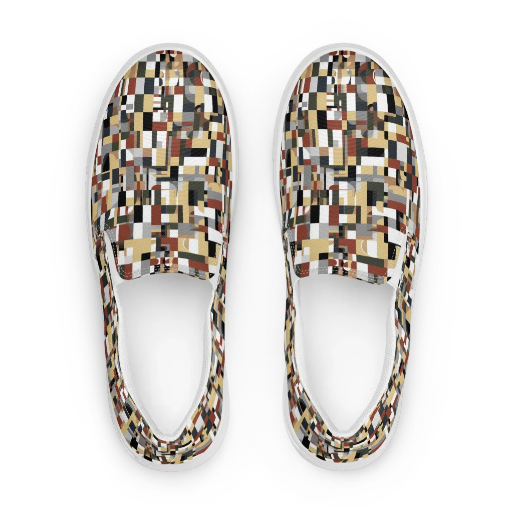 Ochre Circuit on Men's Slip-On Canvas Shoes — Front