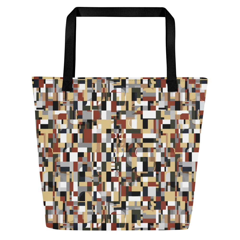 Ochre Circuit on Large Tote Bag W/ Pocket — Front