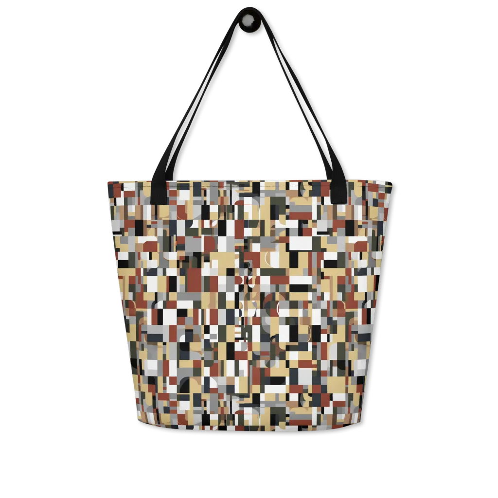 Ochre Circuit on Large Tote Bag W/ Pocket — Front