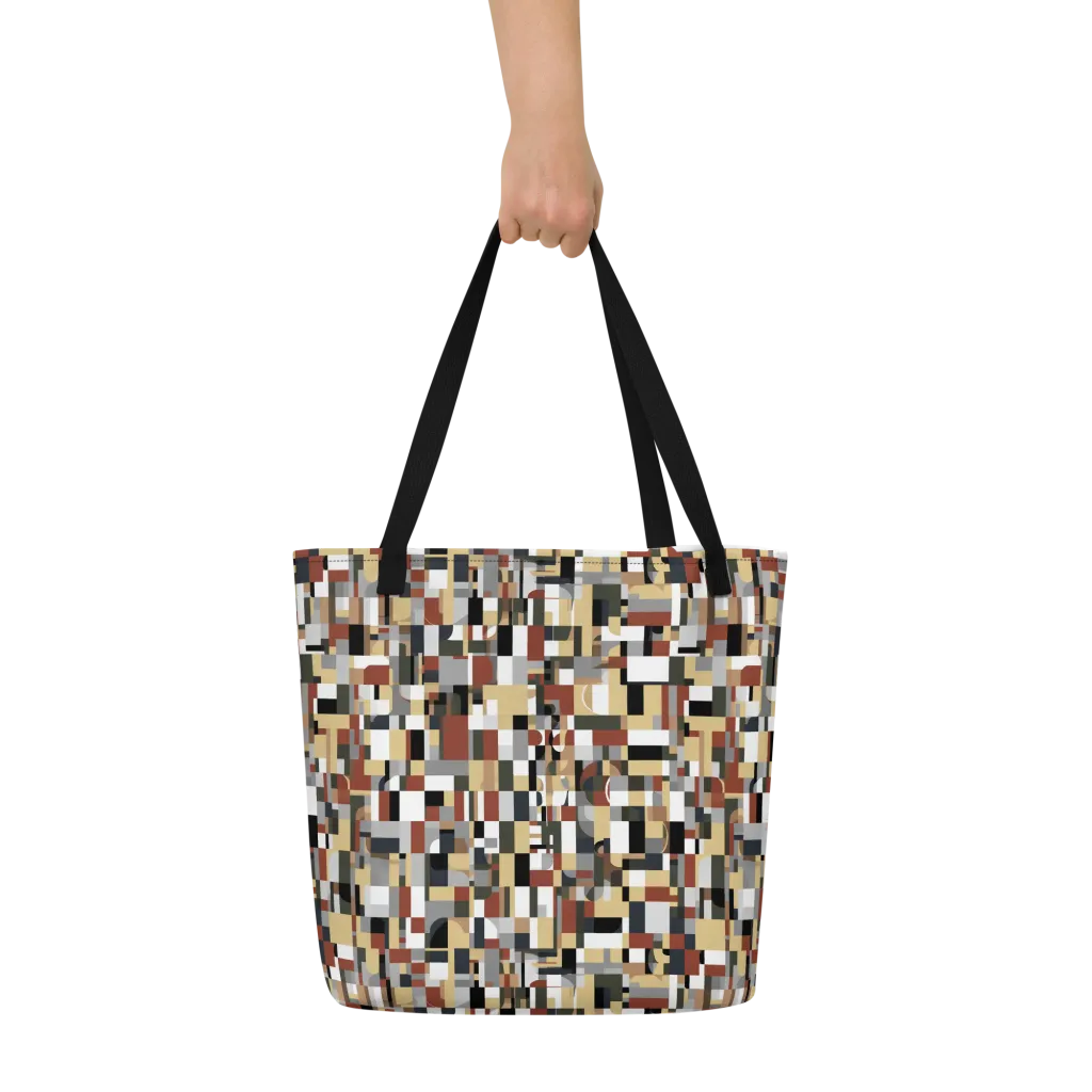 Ochre Circuit on Large Tote Bag W/ Pocket — Front