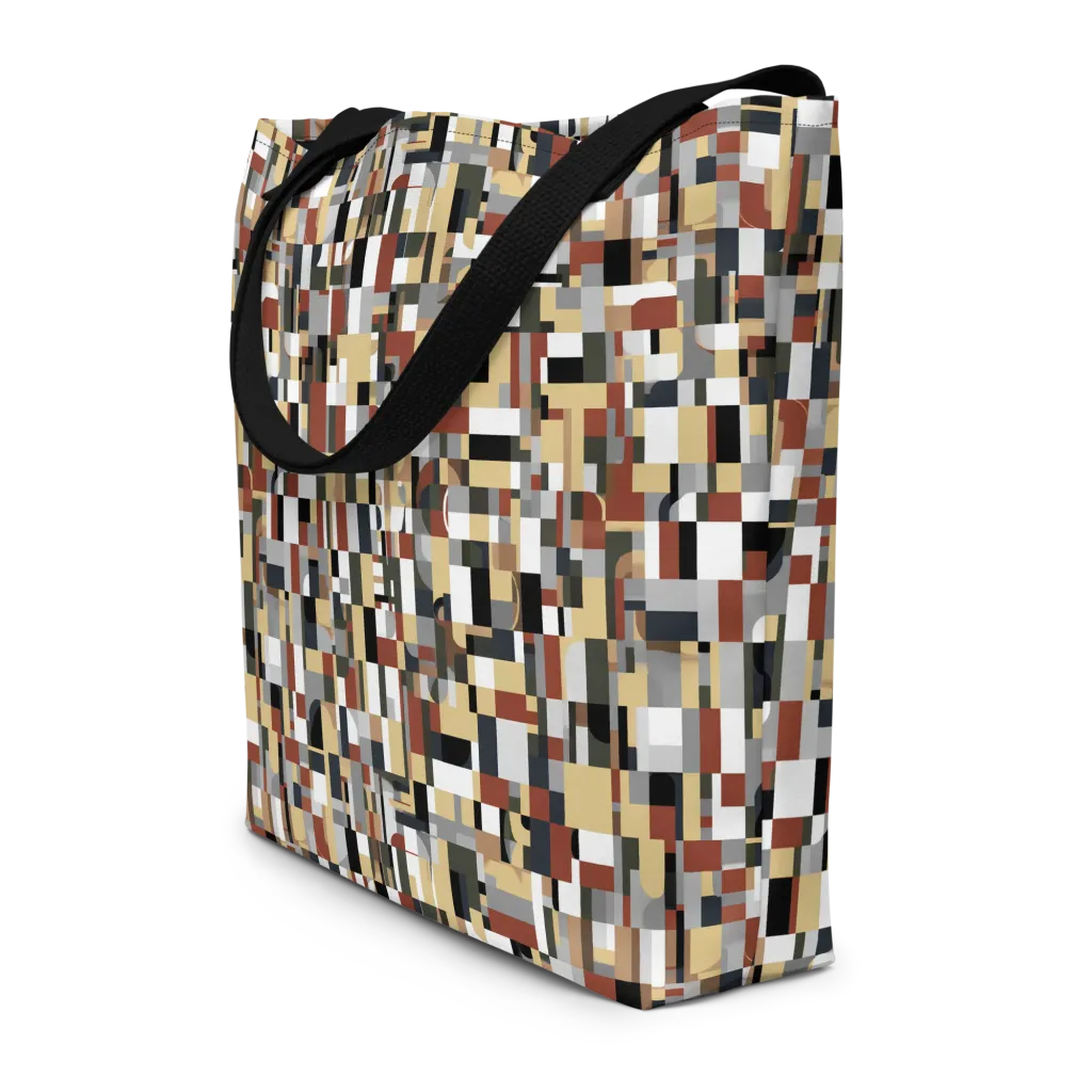 Ochre Circuit on Large Tote Bag W/ Pocket — Front