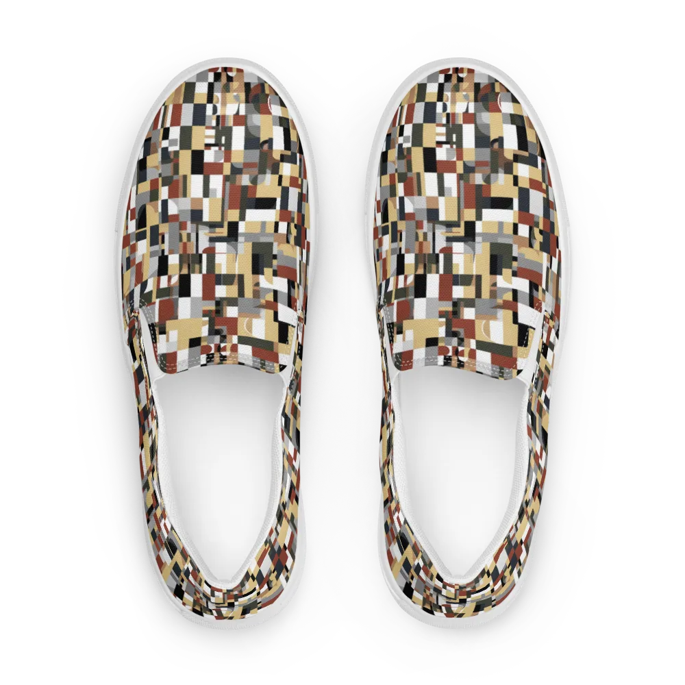 Ochre Circuit on Women's Slip-On Canvas Shoes — Front