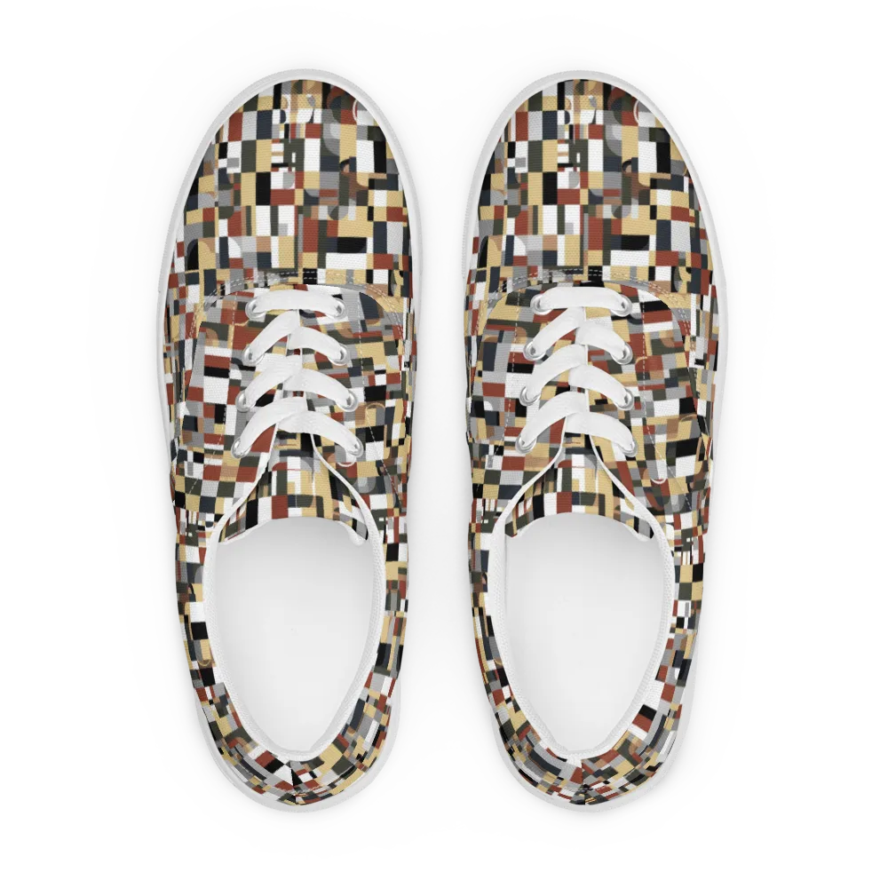 Ochre Circuit on Men's Lace-Up Canvas Shoes — Front