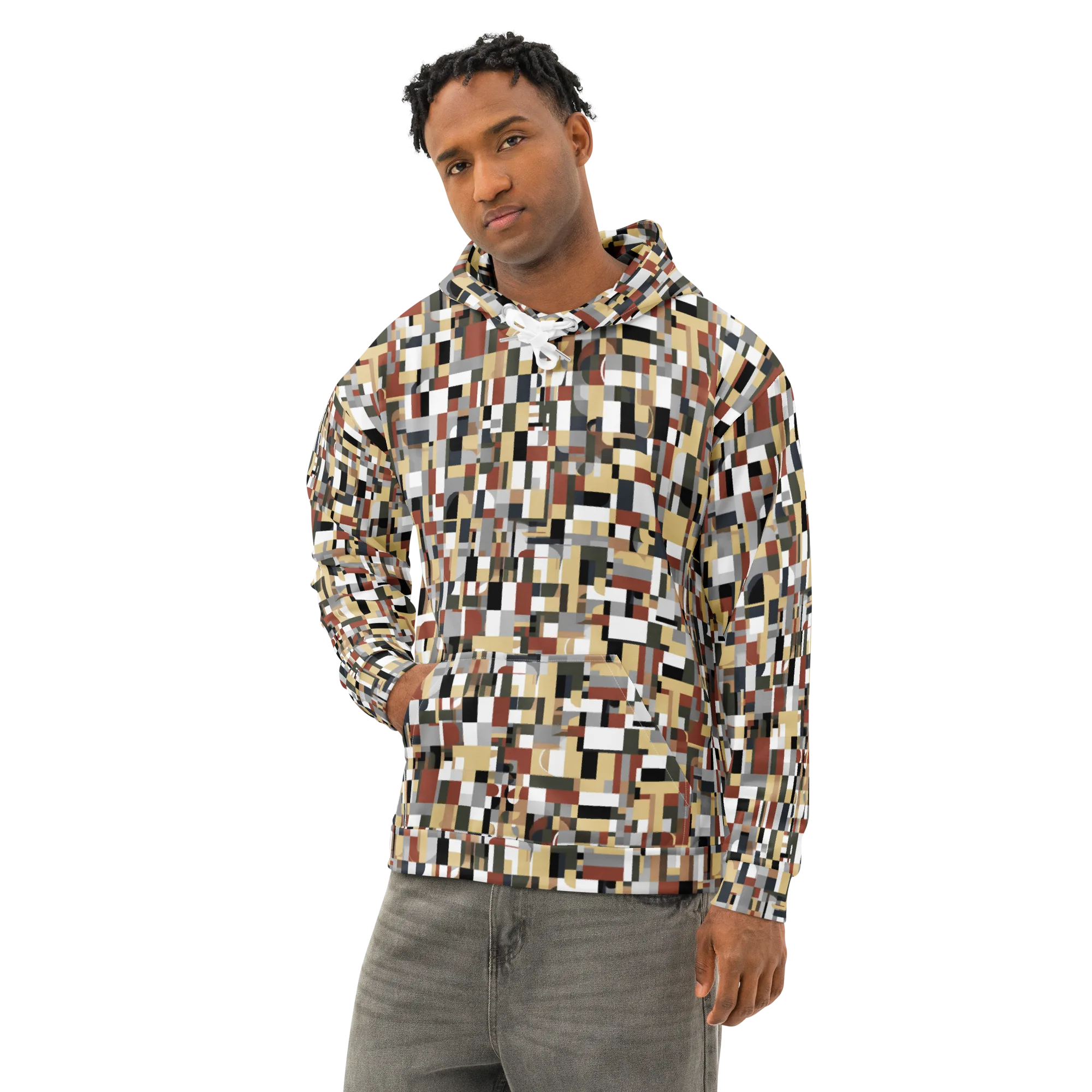 Ochre Circuit on Cotton Hoodie — Left Front