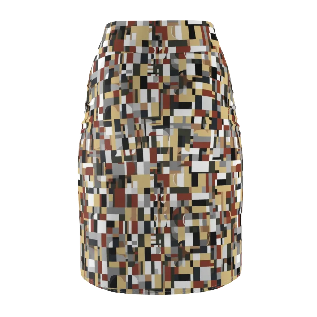 Ochre Circuit on Pencil Skirt — Back