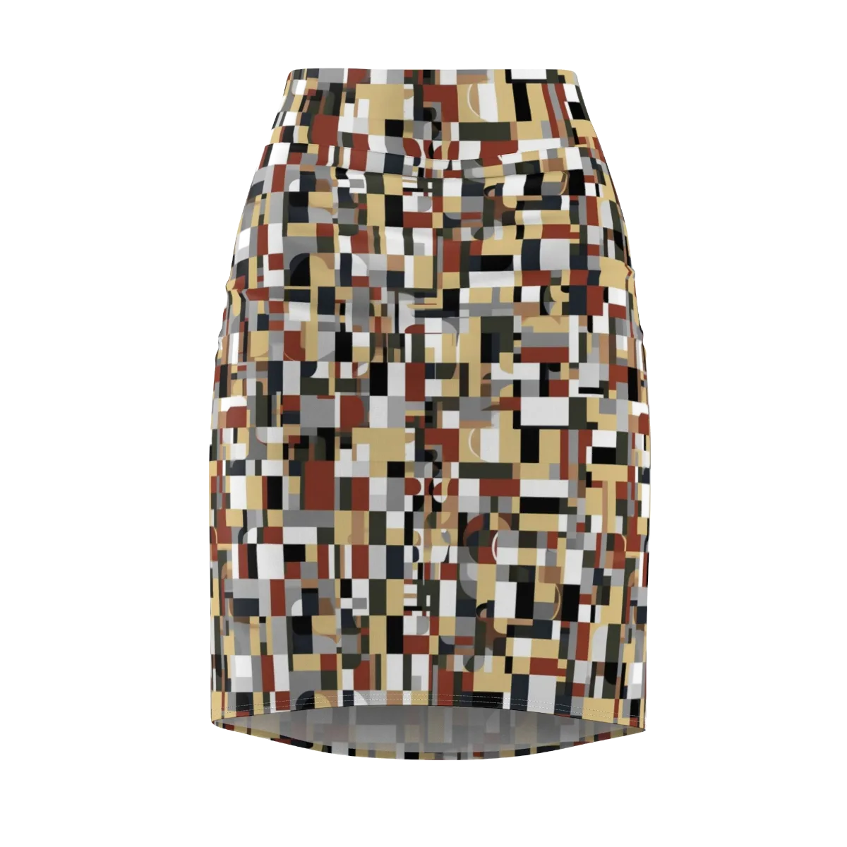 Ochre Circuit on Pencil Skirt — Front