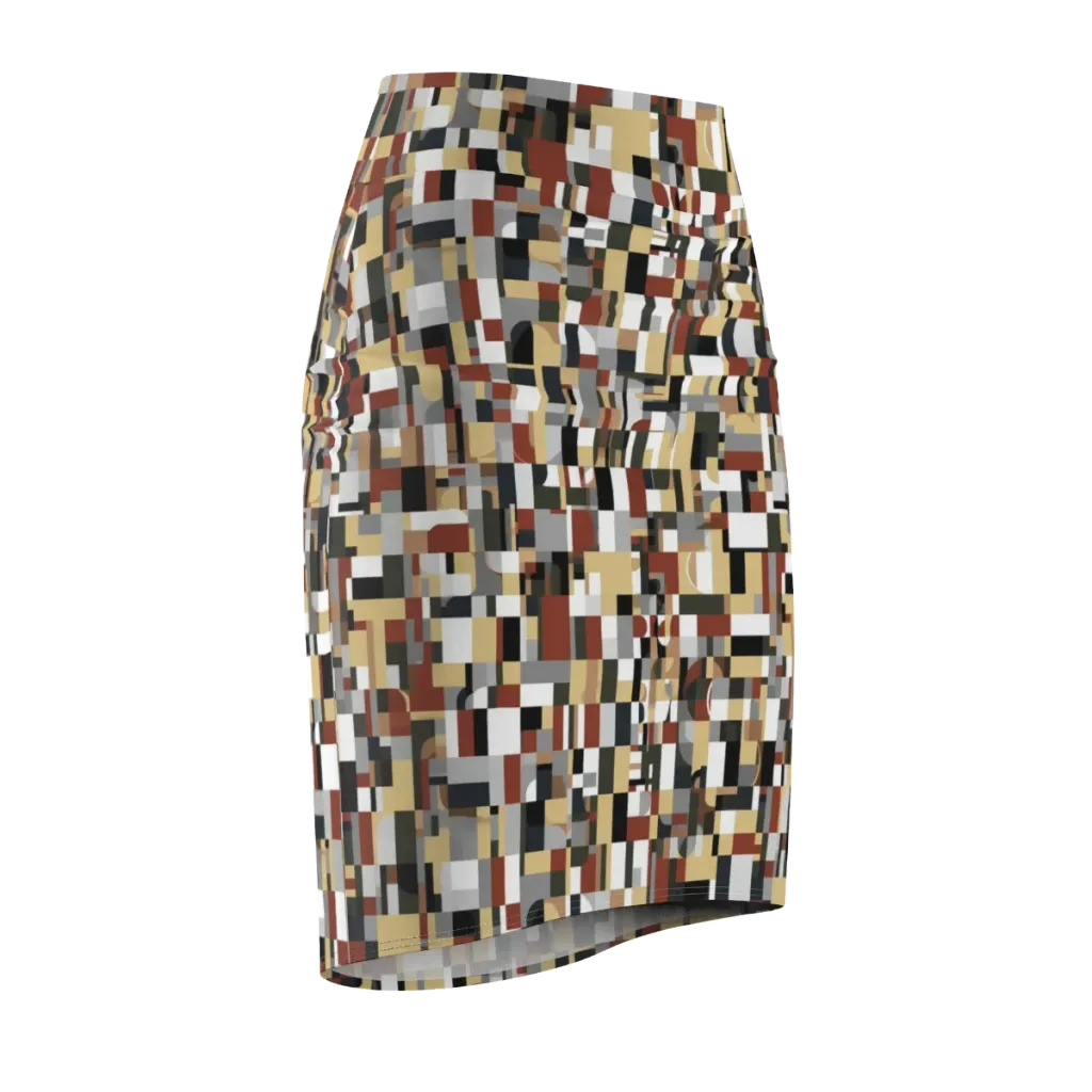 Ochre Circuit on Pencil Skirt — Front Side
