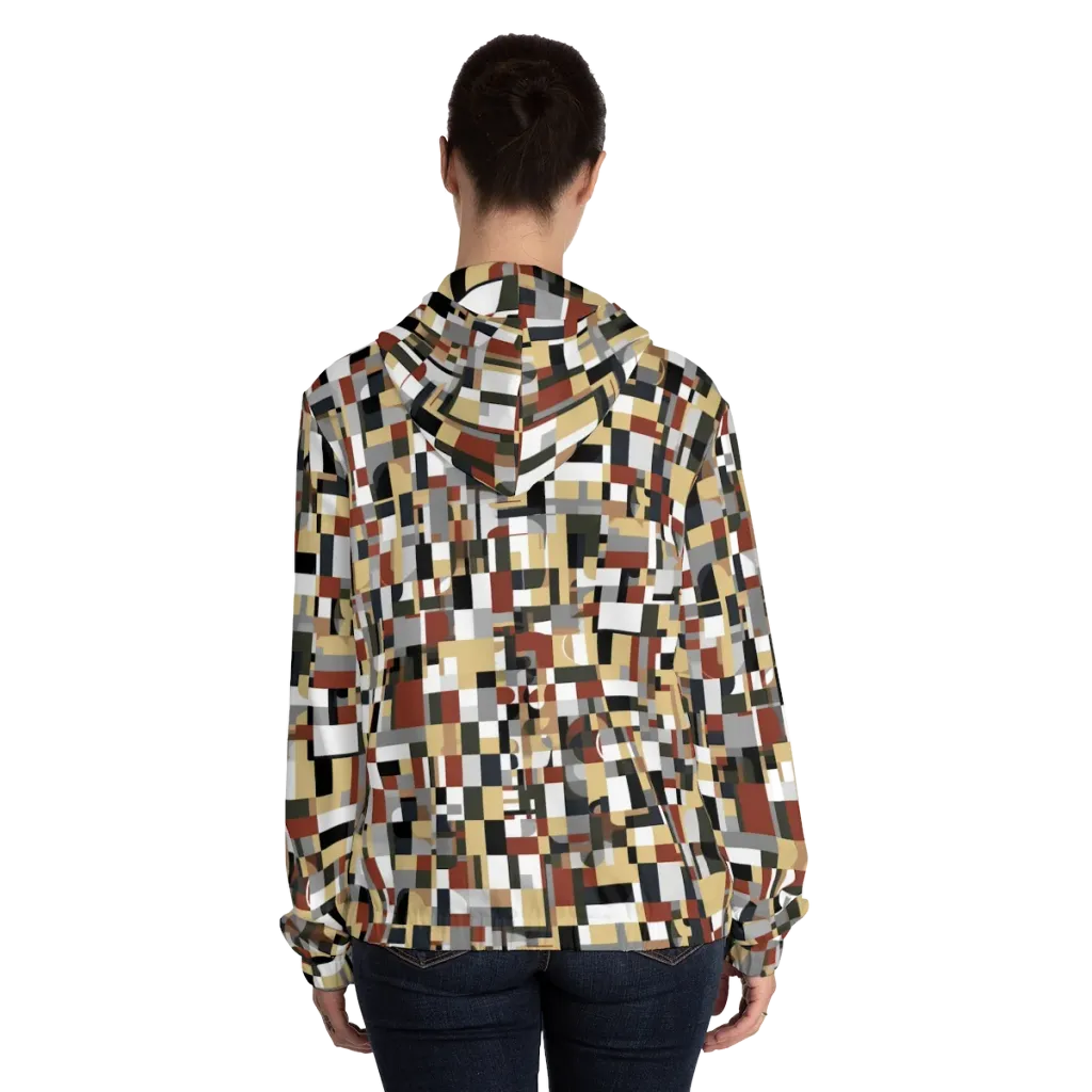 Ochre Circuit on Women's Full-Zip Hoodie — Back On Person
