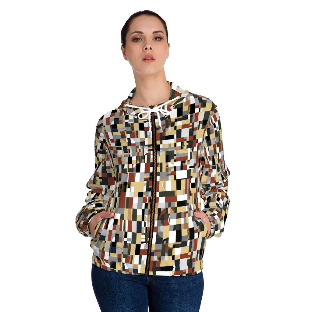 Ochre Circuit on Women's Full-Zip Hoodie — Front On Person