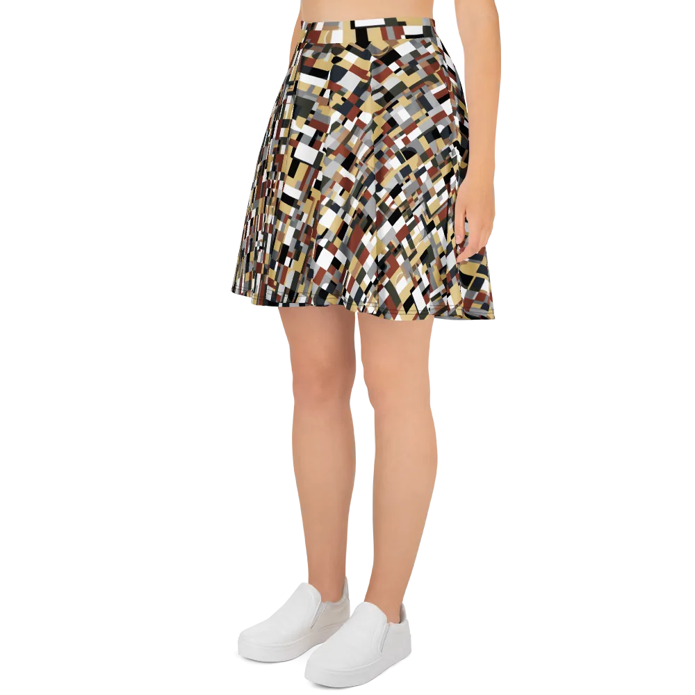 Ochre Circuit on Skater Skirt — Left