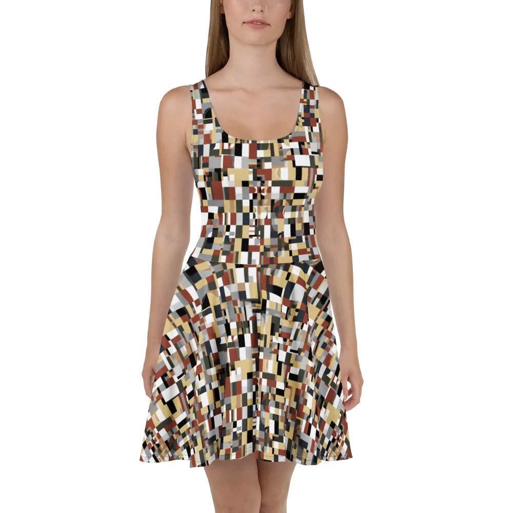 Ochre Circuit on Skater Dress — Front