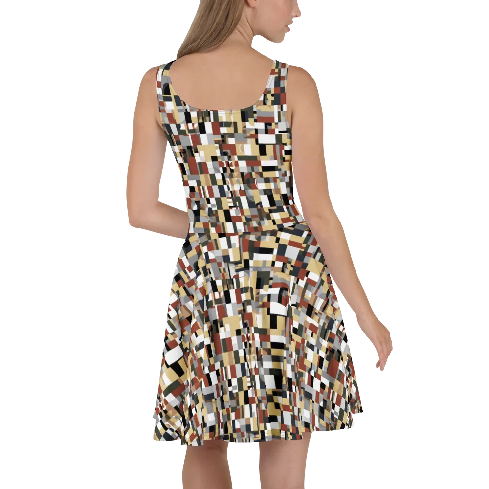 Ochre Circuit on Skater Dress — Back