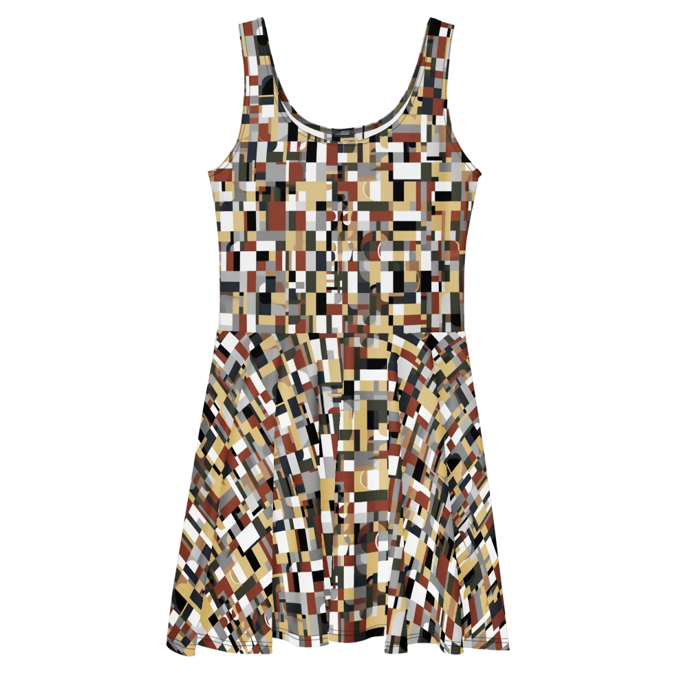 Ochre Circuit on Skater Dress — Front