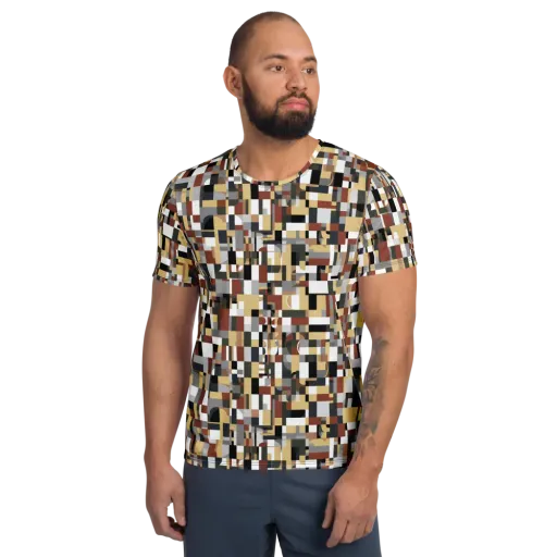 Ochre Circuit on a Men's Athletic T-Shirt