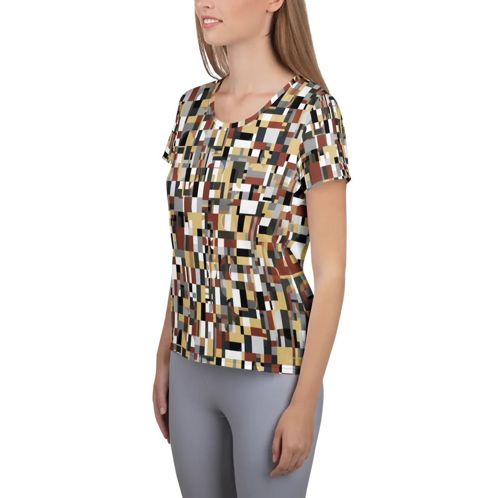 Ochre Circuit on Women's Athletic T-Shirt — Left