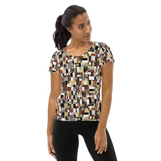 Ochre Circuit on a Women's Athletic T-Shirt