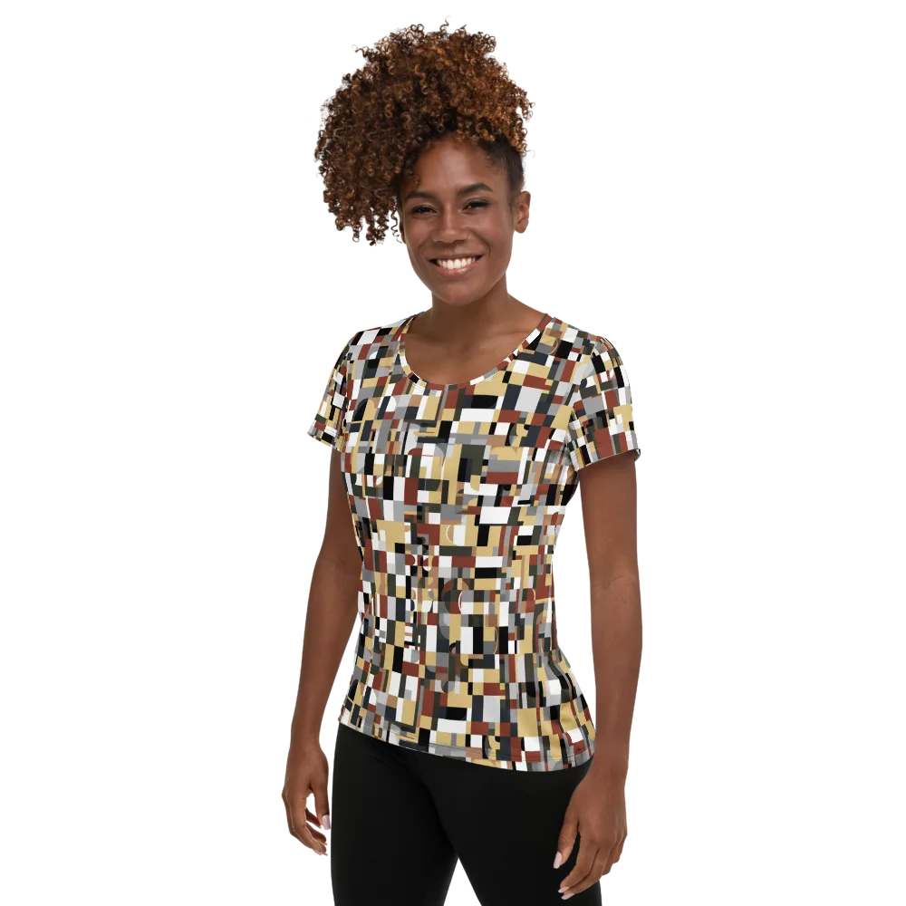 Ochre Circuit on Women's Athletic T-Shirt — Left