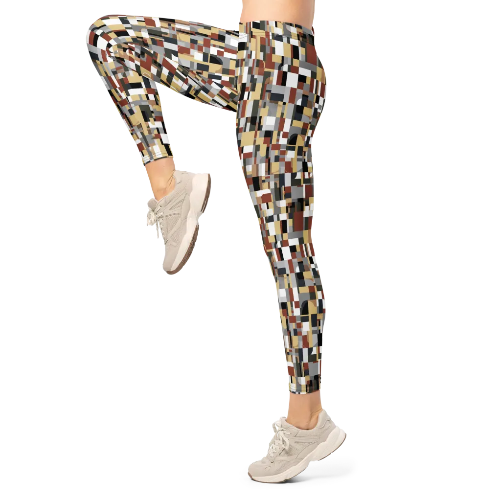 Ochre Circuit on Leggings — Left