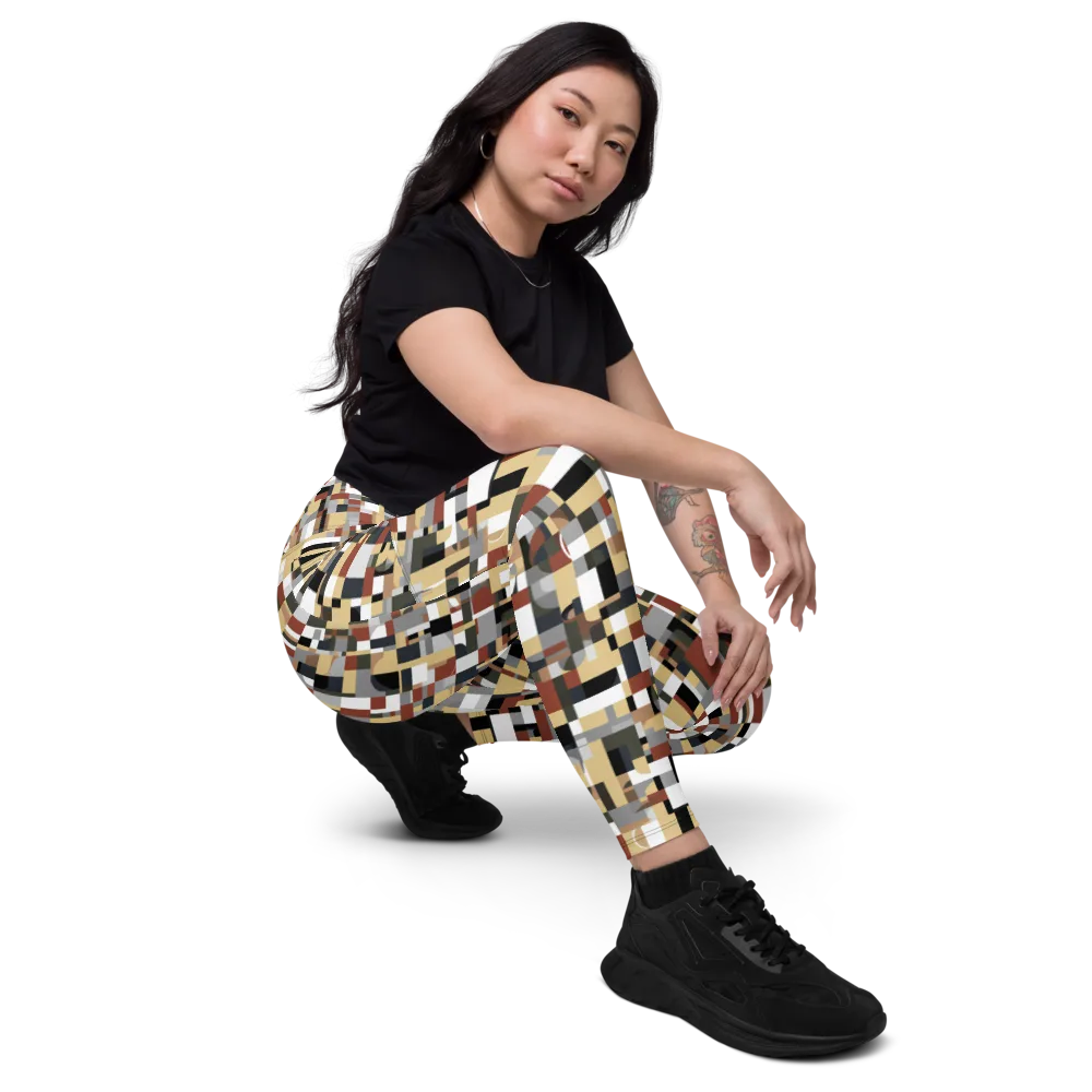 Ochre Circuit on Leggings with Pockets — Right Front