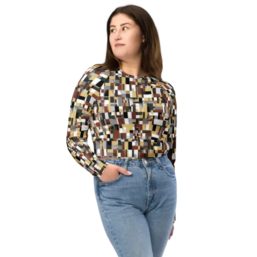 Ochre Circuit on a Long Sleeve Crop Top