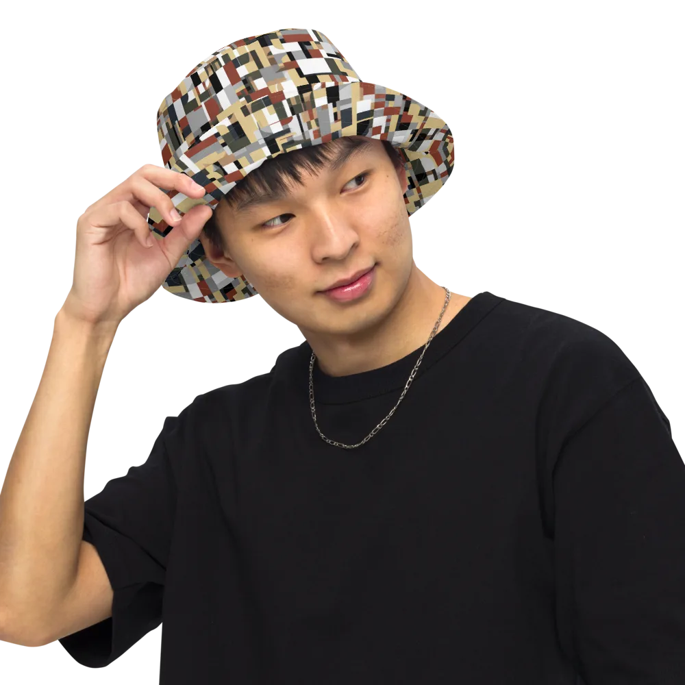 Ochre Circuit on Reversible Bucket Hat — Front Inside