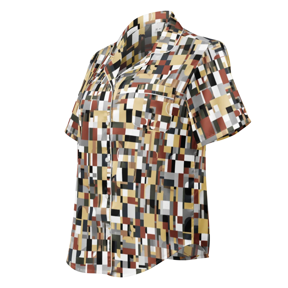 Ochre Circuit on Women's Short Sleeve Pajama Top — Left Front