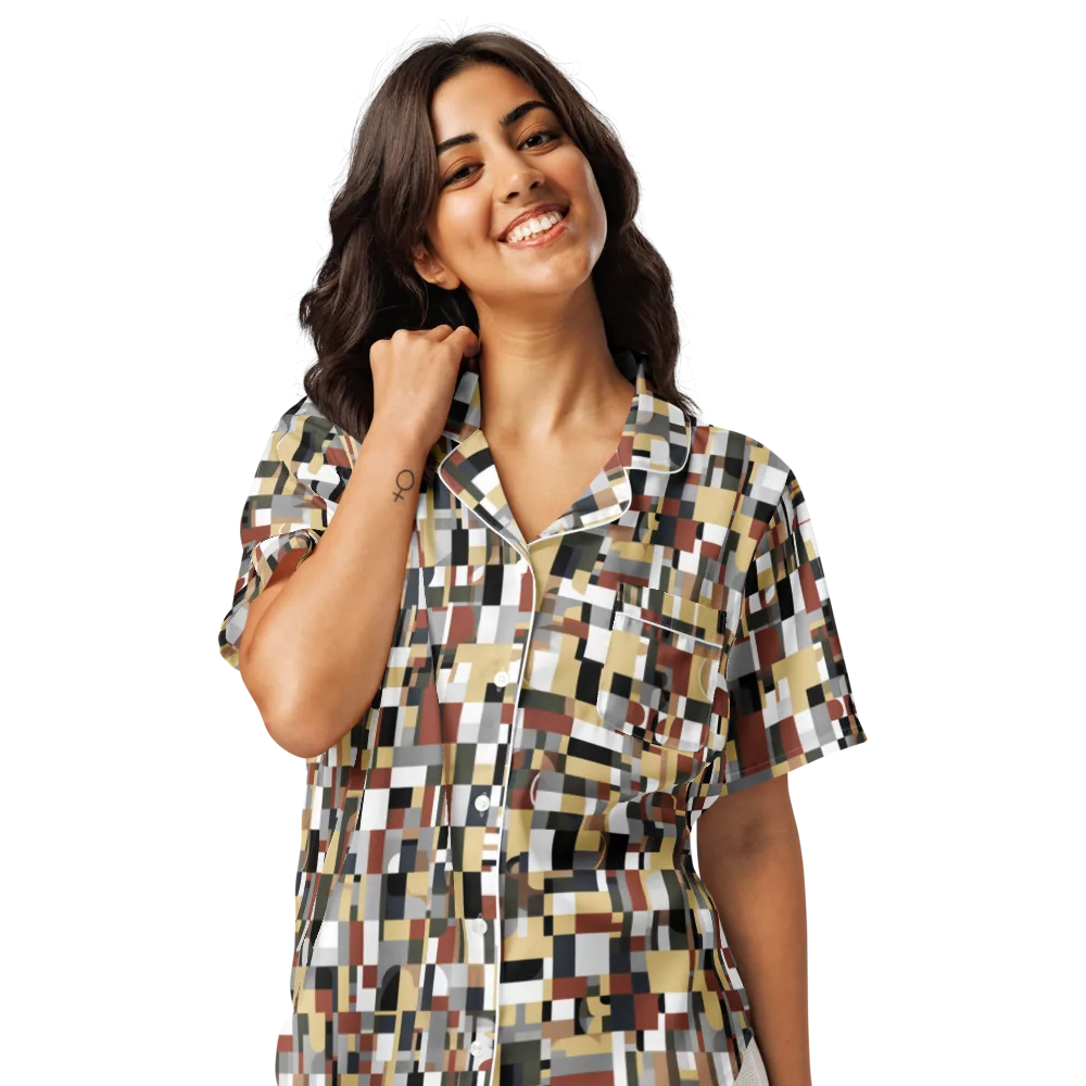 Ochre Circuit on Women's Short Sleeve Pajama Top — Front