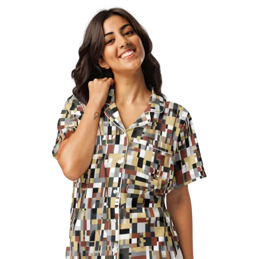 Ochre Circuit on a Women's Short Sleeve Pajama Top
