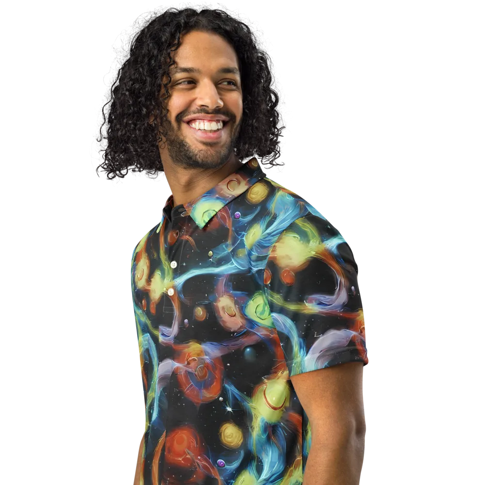 Stellar Tides on Men's Slim Fit Polo Shirt — Left Front