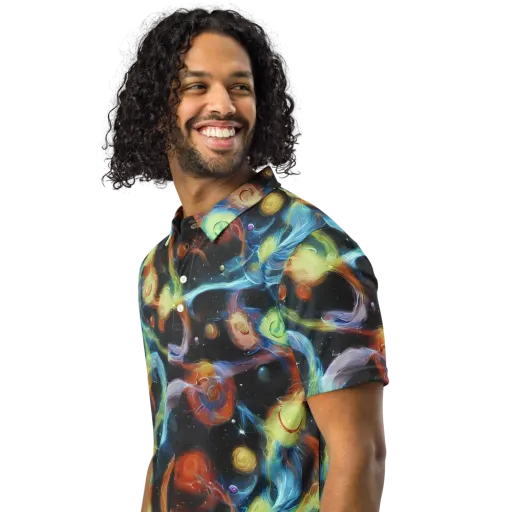 Stellar Tides on a Men's Slim Fit Polo Shirt