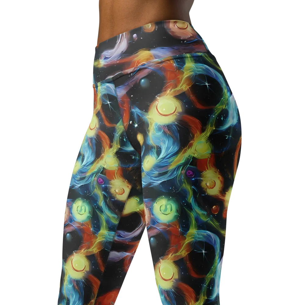 Stellar Tides on Yoga Leggings — Left Front