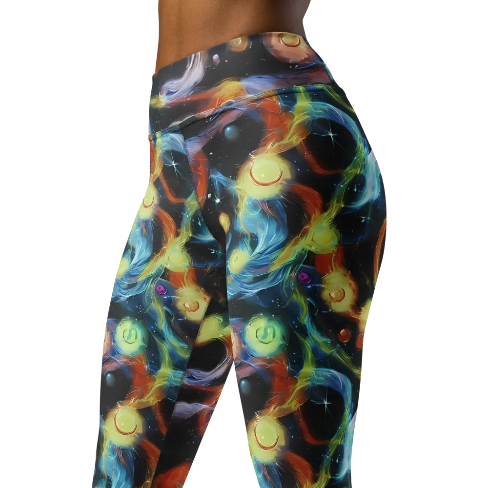 Stellar Tides on Yoga Leggings — Left Front