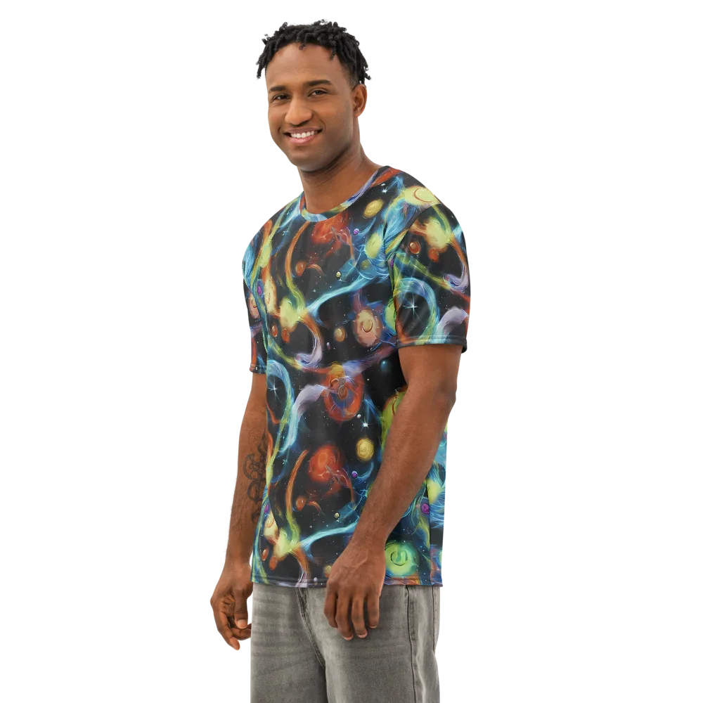 Stellar Tides on Men's Cotton Crew Neck T-Shirt — Left Front