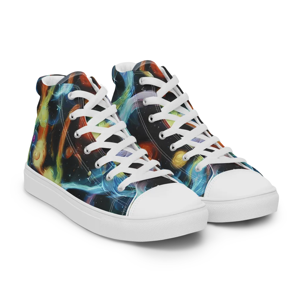 Stellar Tides on Men's High Top Canvas Shoes — Right Front