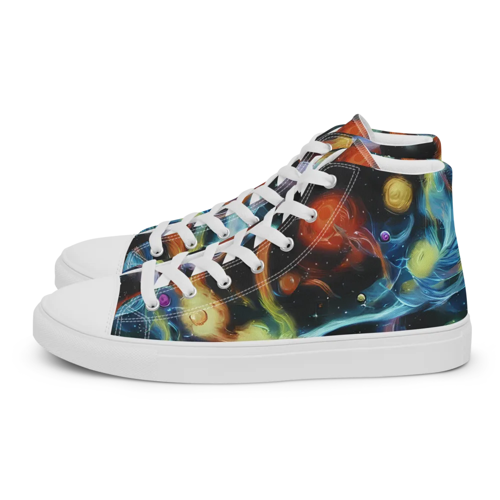 Stellar Tides on Men's High Top Canvas Shoes — Left