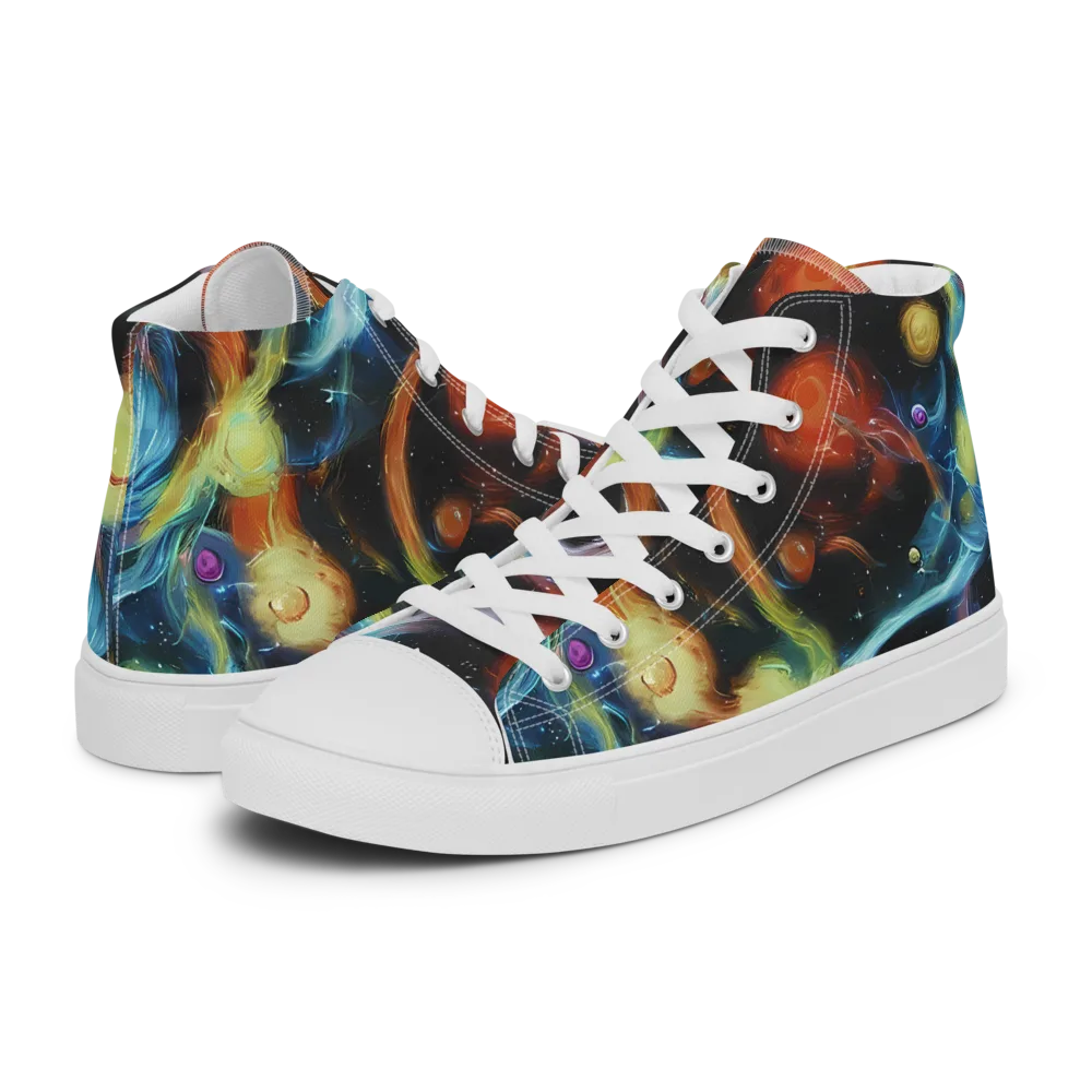 Stellar Tides on Men's High Top Canvas Shoes — Left