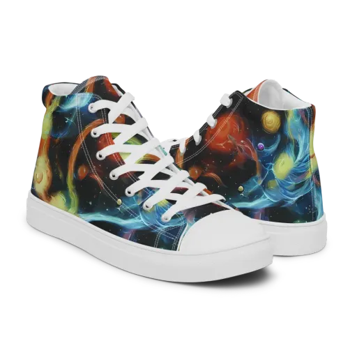 Stellar Tides on a Men's High Top Canvas Shoes