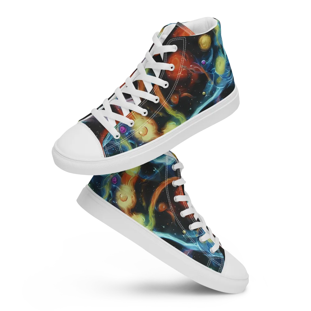 Stellar Tides on Men's High Top Canvas Shoes — Front