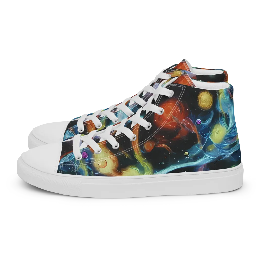 Stellar Tides on Women's High Top Canvas Shoes — Left