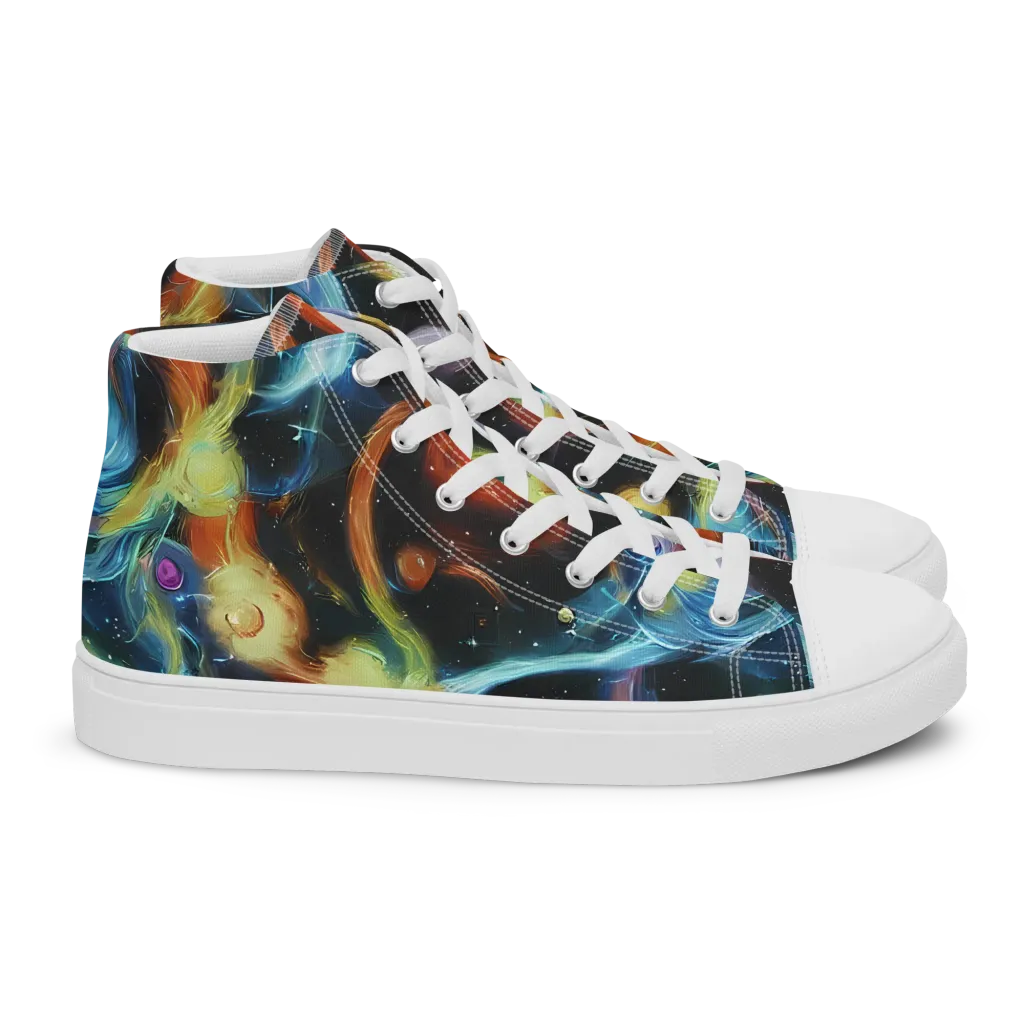 Stellar Tides on Women's High Top Canvas Shoes — Right