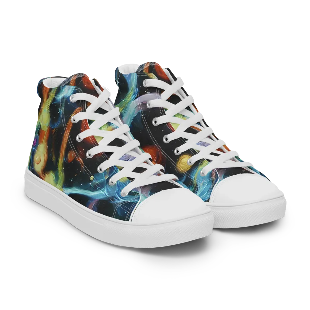 Stellar Tides on Women's High Top Canvas Shoes — Right Front
